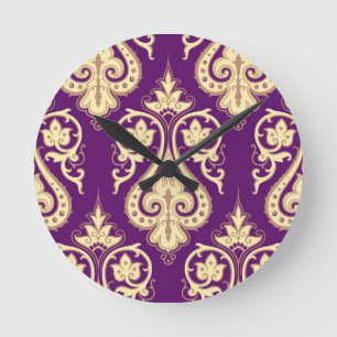 Damask Pattern 4 Round Clock