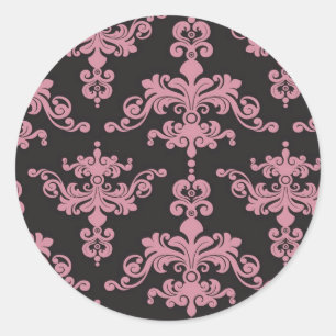 Damask Pattern 5 Classic Round Sticker