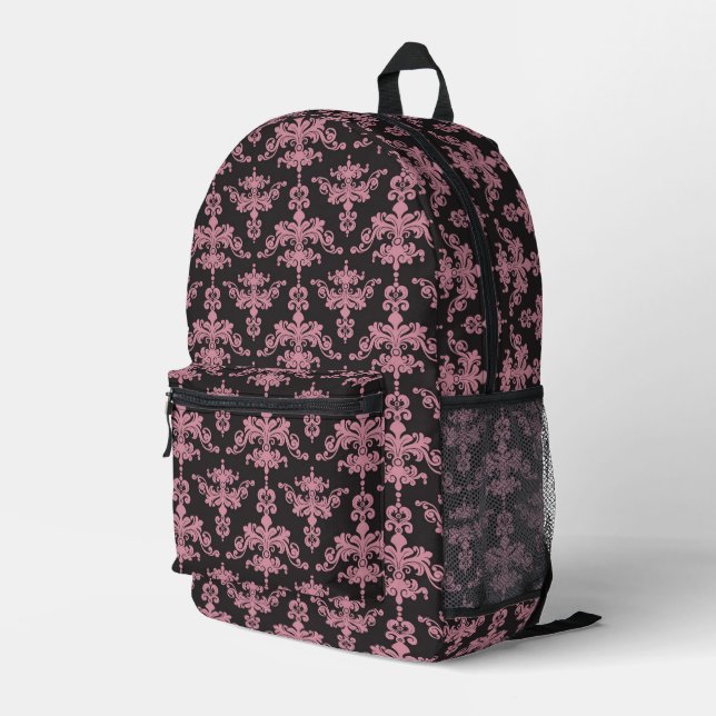 Damask Pattern 5 Printed Backpack (Back Corner Right)
