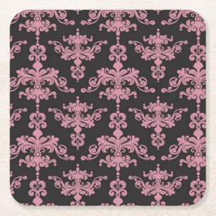 Damask Pattern 5 Square Paper Coaster