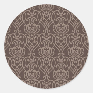 Damask pattern 6 classic round sticker