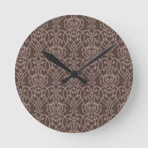 Damask pattern 6 round clock