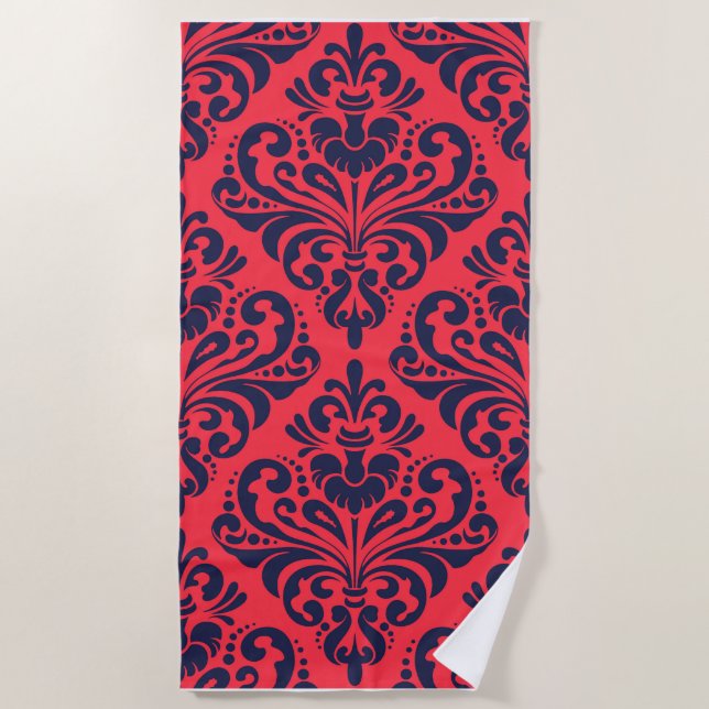 Damask Pattern Beach Towel (Front)