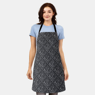 Damask Pattern Black Background-23961 Apron