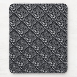 Damask Pattern Black Background-23961 Mouse Pad