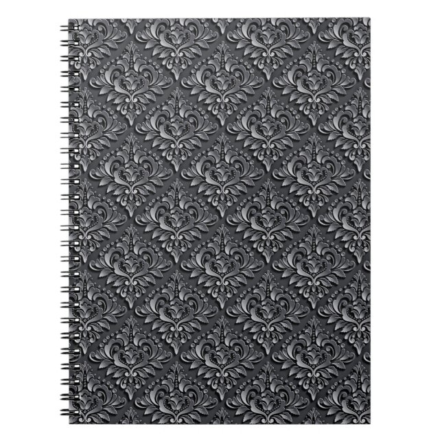 Damask Pattern Black Background-23961 Notebook (Front)