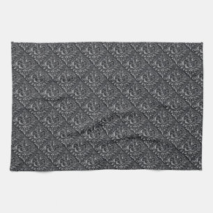 Damask Pattern Black Background-23961 Tea Towel