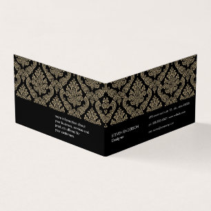 Damask Pattern Black Background Business Card