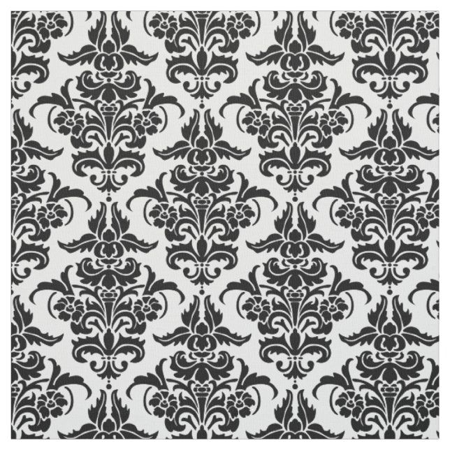 Damask Pattern - Black Fabric (Swatch)