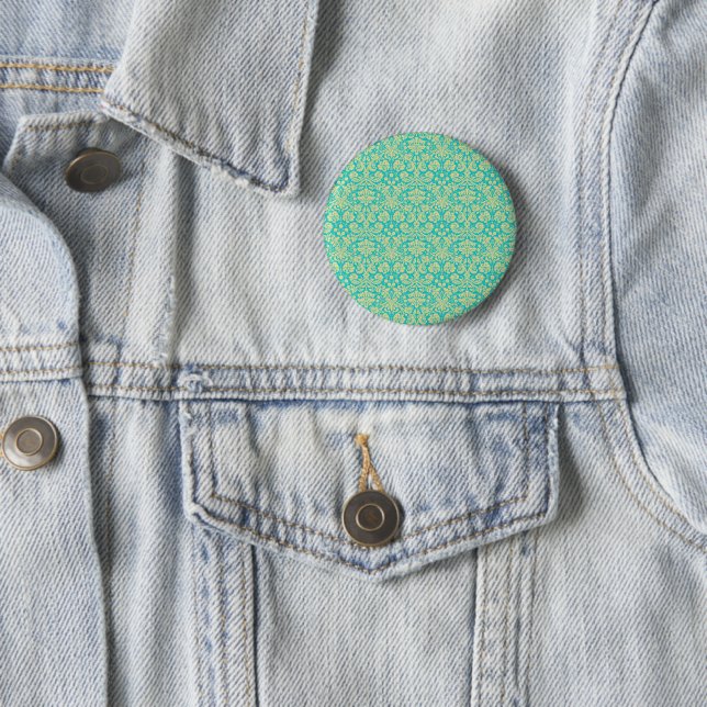 Damask Pattern, Blue Damask, French Damask 6 Cm Round Badge (In Situ)