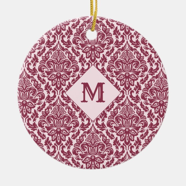 Damask Pattern custom monogram ornaments (Front)
