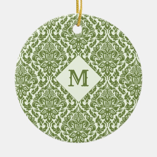 Damask Pattern custom monogram ornaments (Front)