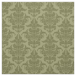 Damask Pattern - Deep Olive on Khaki Fabric