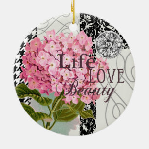 Damask Pattern Floral Decor Pretty Ceramic Tree Decoration