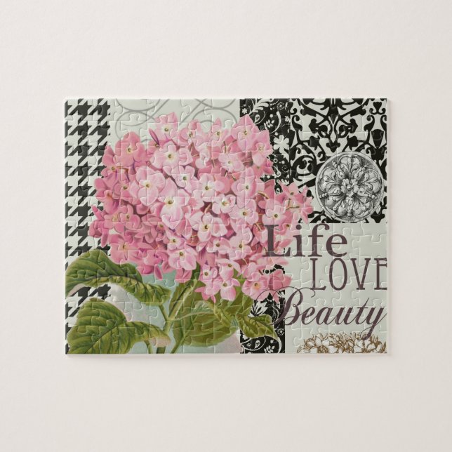 Damask Pattern Floral Decor Pretty Jigsaw Puzzle (Horizontal)