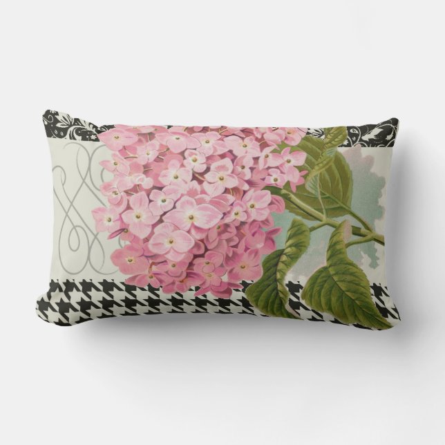 Damask Pattern Floral Decor Pretty Lumbar Cushion (Front)