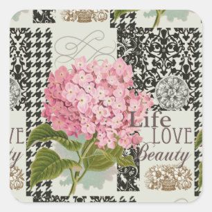 Damask Pattern Floral Decor Pretty Square Sticker