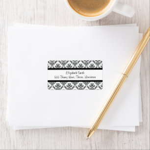 Damask Pattern, French Damask, Black and White Label