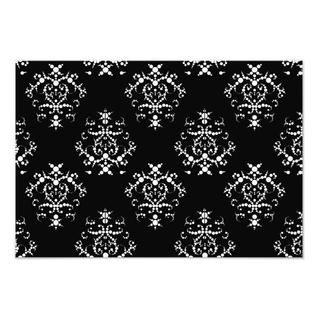 Damask Pattern, French Damask, Black and White Photo Print (Front)