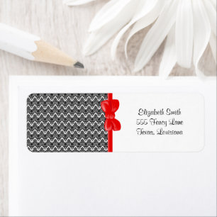 Damask Pattern, French Damask, Black and White Return Address Label