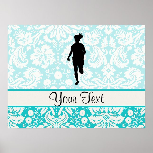 Damask Pattern; Girl Running Poster (Front)