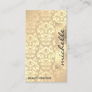 Damask Pattern   Gold Foil Geometric Business Card
