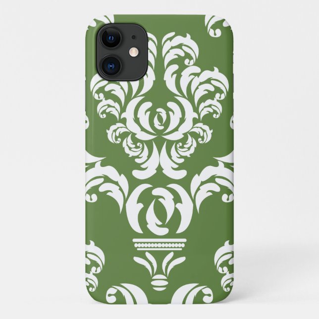 Damask Pattern, Green Damask, French Damask Case-Mate iPhone Case (Back)