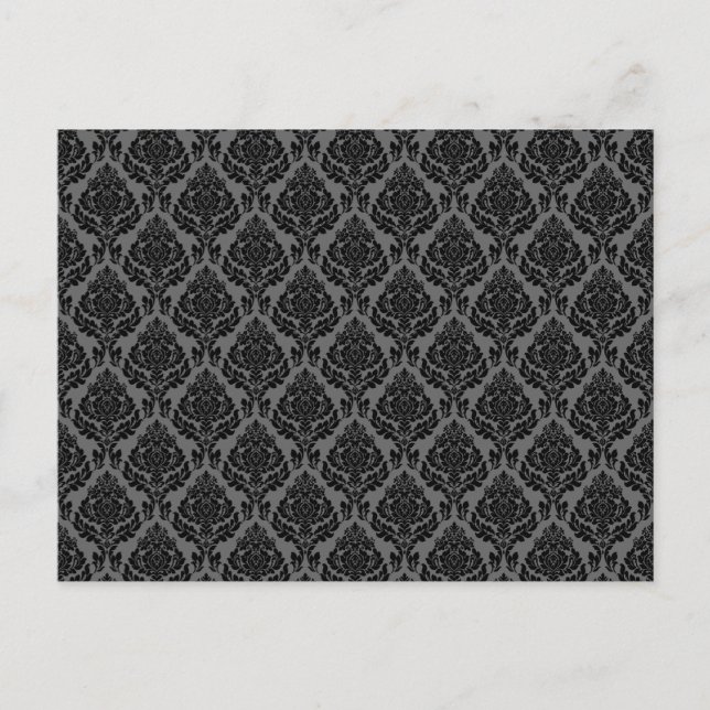 Damask Pattern (Grey & Black) Postcard (Front)