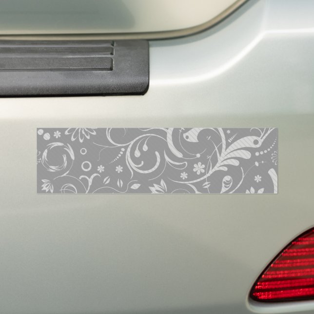 Damask Pattern, Grey Damask, French Damask Bumper Sticker (On Car)
