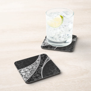Damask Pattern, Grey Damask, French Damask Coaster