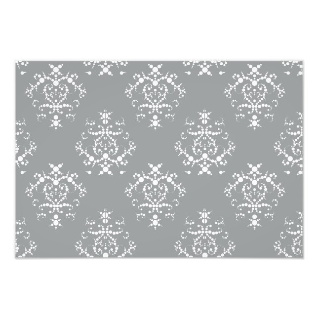 Damask Pattern, Grey Damask, French Damask Photo Print (Front)