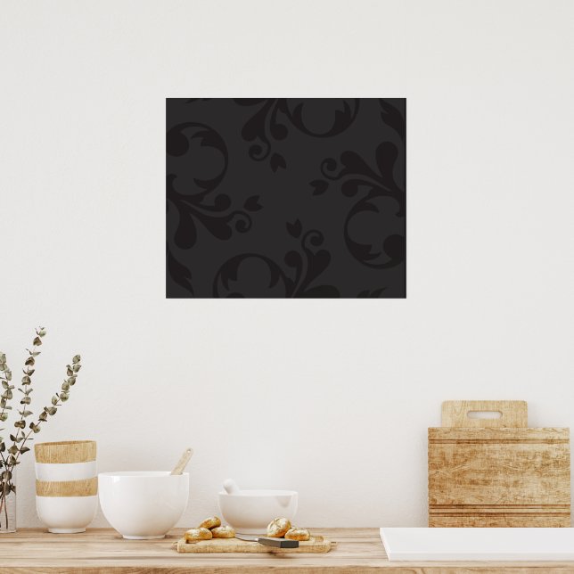 Damask Pattern, Grey Damask, French Damask Poster (Kitchen)