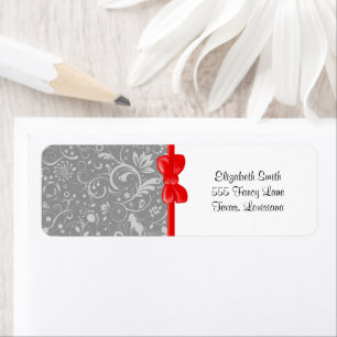 Damask Pattern, Grey Damask, French Damask Return Address Label