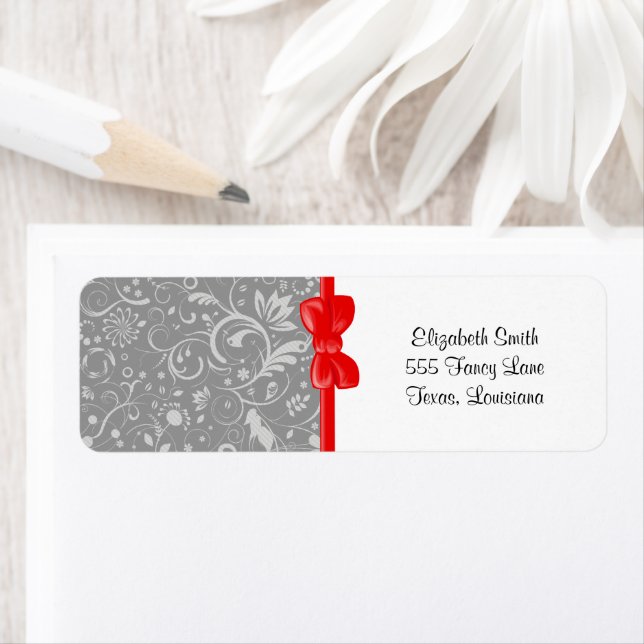 Damask Pattern, Grey Damask, French Damask Return Address Label (Insitu)