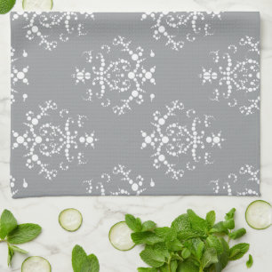 Damask Pattern, Grey Damask, French Damask Tea Towel