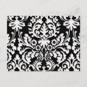 Damask Pattern in Black & White Postcard