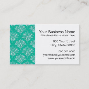 Damask Pattern in Minty Teal Green and White Business Card