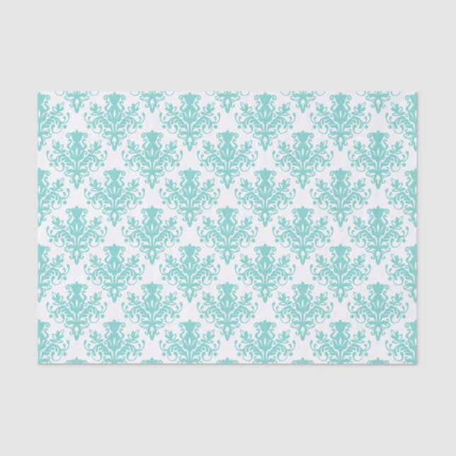 Damask Pattern - Light Blue Green Tissue Paper (Front)