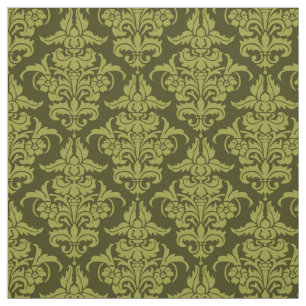 Damask Pattern - Olive on Dark Olive Fabric