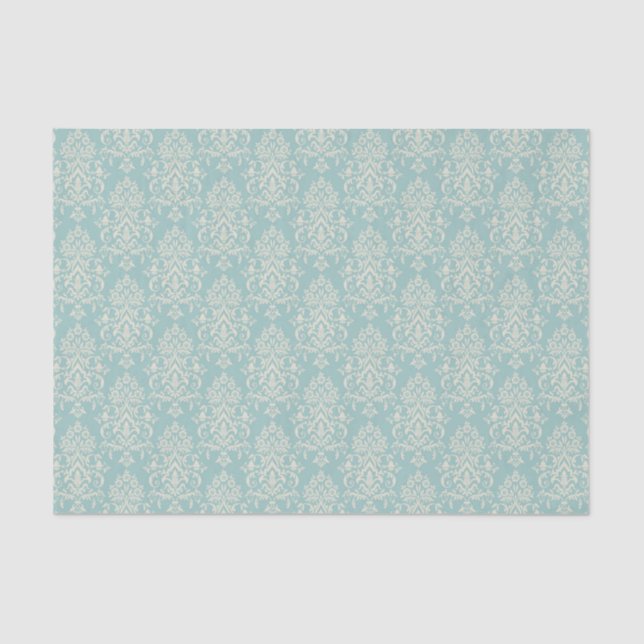 Damask Pattern on a Light Blue Background Tissue Paper (Front)