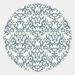 Damask pattern on gradient background 2 classic round sticker
