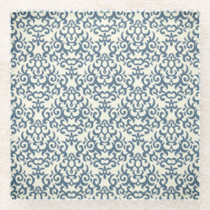 Damask pattern on gradient background 2 glass coaster