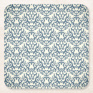 Damask pattern on gradient background 2 square paper coaster