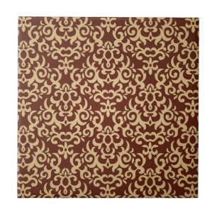 Damask pattern on gradient background ceramic tile