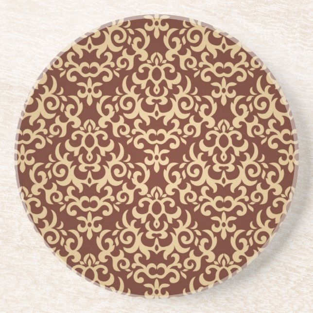 Damask pattern on gradient background coaster (Front)