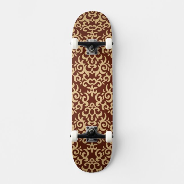 Damask pattern on gradient background skateboard (Front)