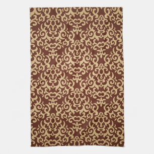 Damask pattern on gradient background tea towel
