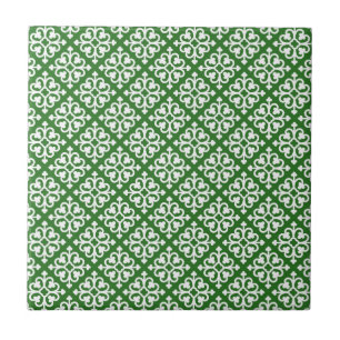 Damask Pattern on Green Tile