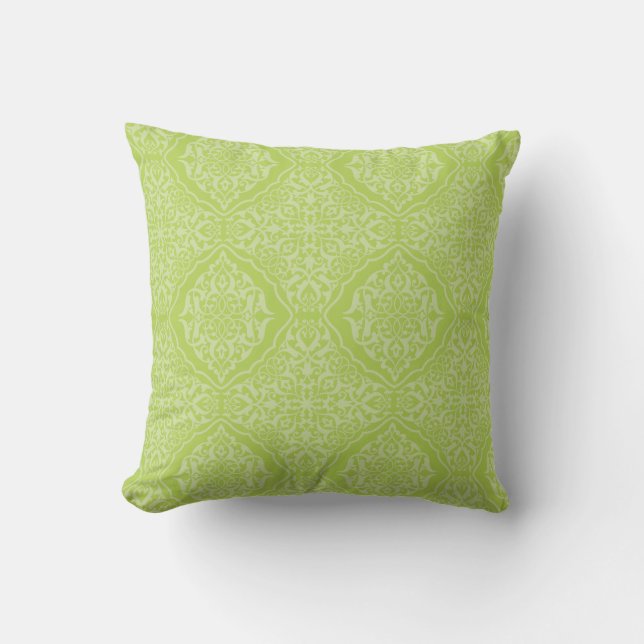 Damask Pattern Pillow - Lime and Green (Front)