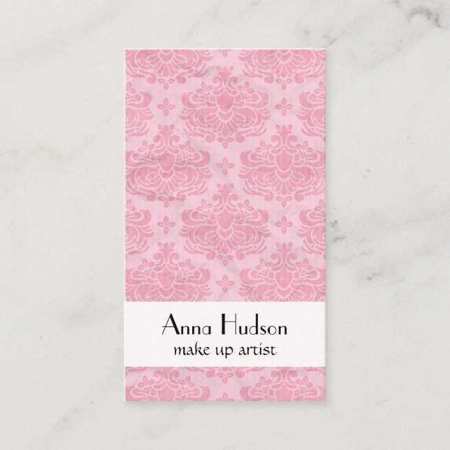 Damask Pattern, Pink Damask, French Damask Business Card (Front)